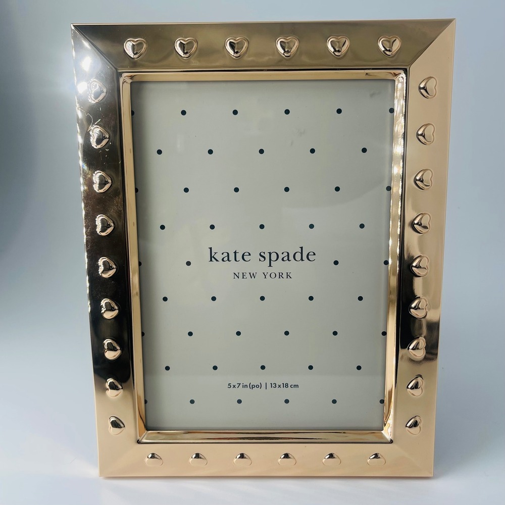 Kate Spade New York Heart 5x7 Photo Frame Gold Lenox NWOB Wedding Gift